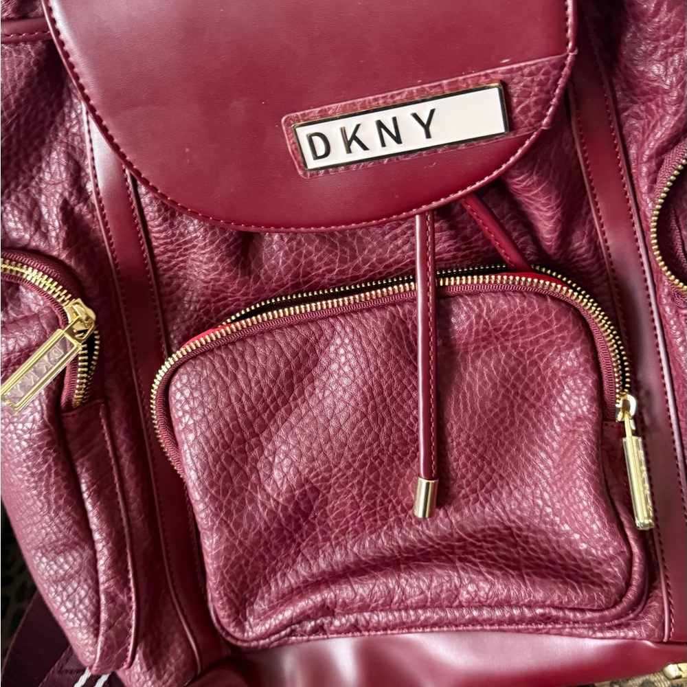 DKNY Burgundy Leather Backpack